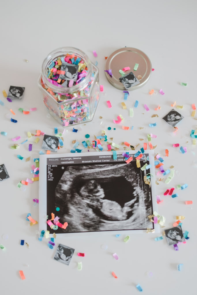 Pregnancy Announcement with Confetti